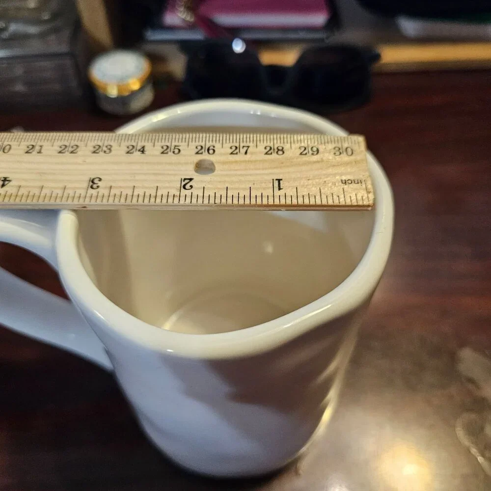 Pier 1 Imports Oversized Stoneware Coffee Tea Hot Cocoa Mug PEACE White / Black